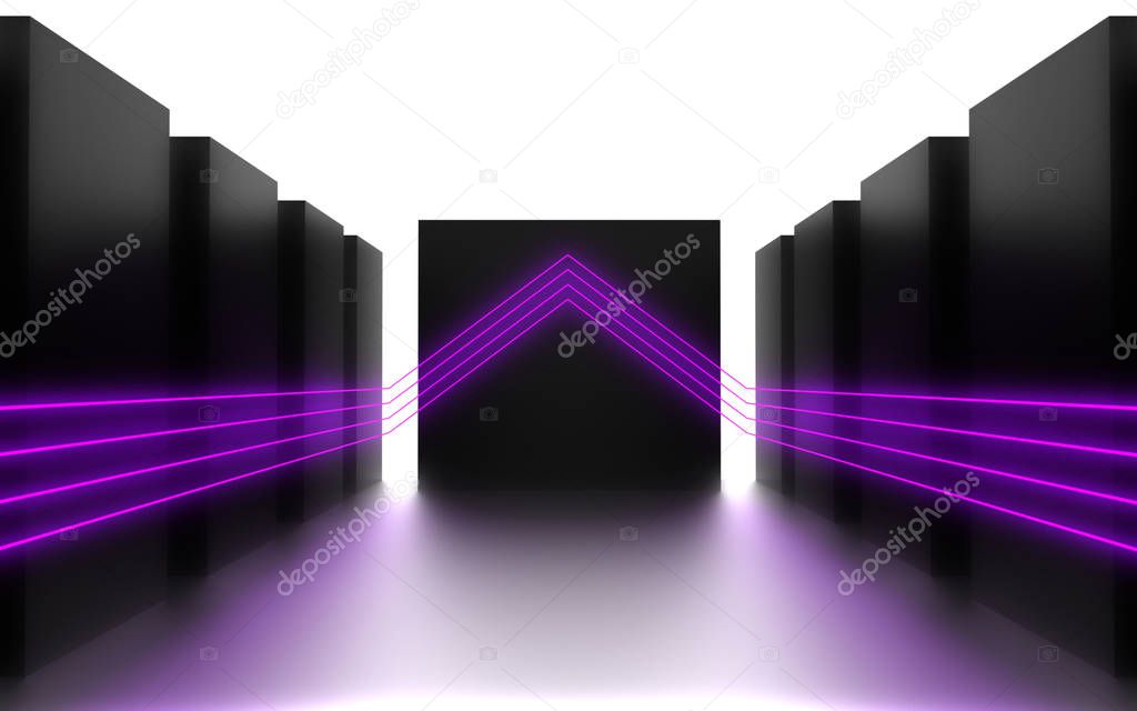 futuristic abstract background. room with neon light. 3d abstrac