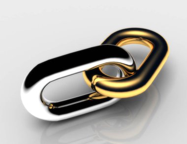 altın bağlantı ile zincir kavramı .3d illüstrasyon