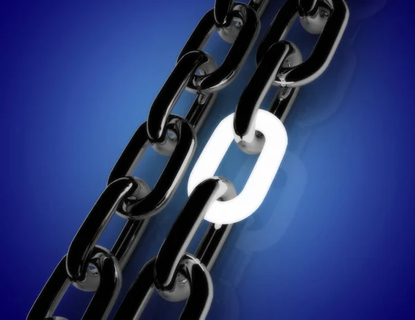 chain concept with white link .3d illustration