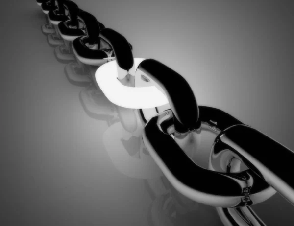 Chain concept with white link .3d illustration — Stock Photo, Image