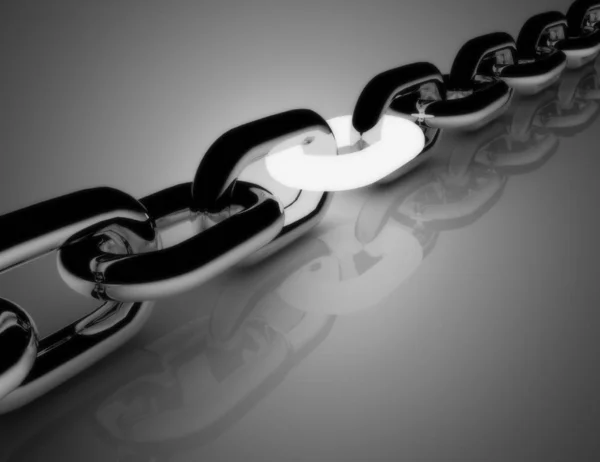 Chain concept with white link .3d illustration — Stock Photo, Image