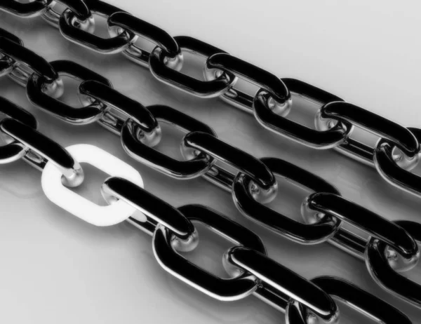 Concepto de cadena con eslabón blanco .3d ilustración — Foto de Stock