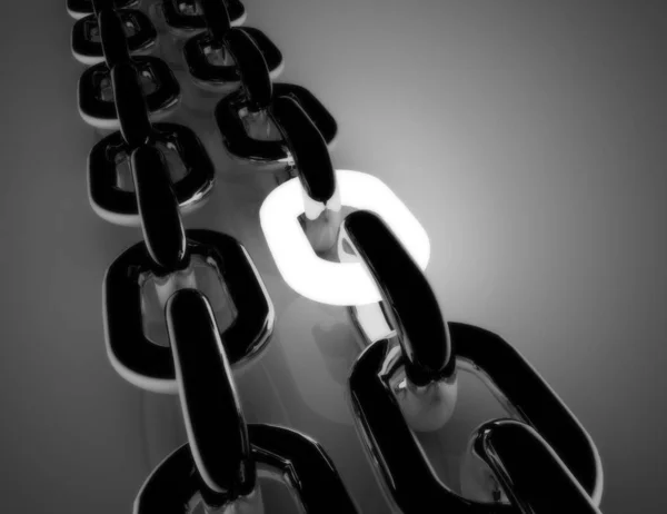 Chain concept with white link .3d illustration — Stock Photo, Image