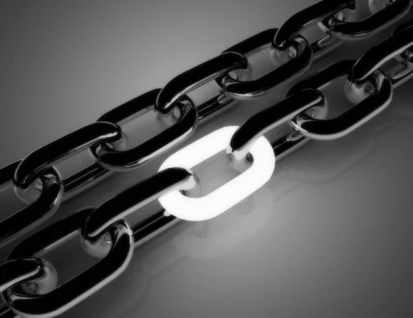 Chain concept with white link .3d illustration — Stock Photo, Image