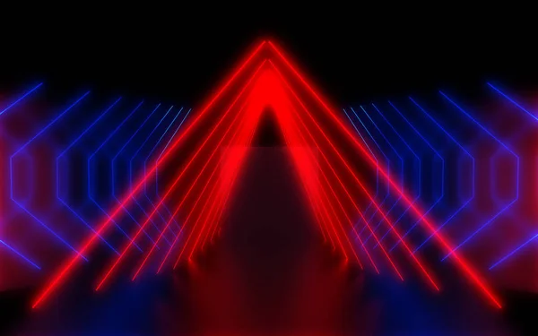 Donkere Neon abstracte achtergrond. 3D-illustratie — Stockfoto