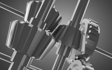 metal dişliler konsept arka plan. 3d illüstrasyon