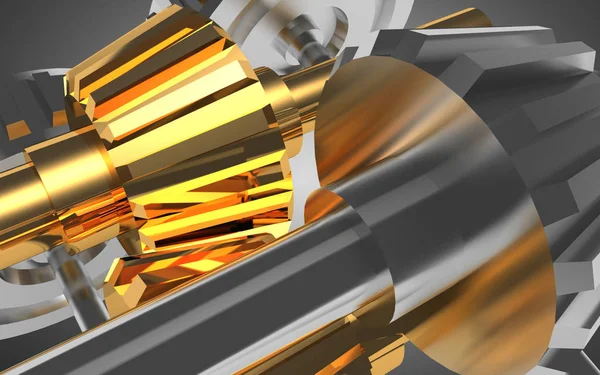 Metalen versnellingen concept achtergrond. 3D-illustratie — Stockfoto