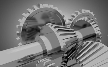 metal dişliler konsept arka plan. 3d illüstrasyon