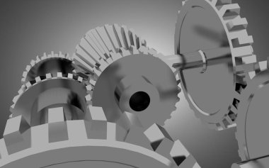 metal dişliler konsept arka plan. 3d illüstrasyon