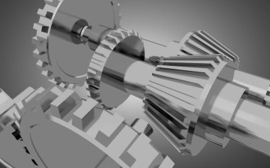 metal dişliler konsept arka plan. 3d illüstrasyon