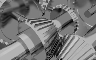 metal dişliler konsept arka plan. 3d illüstrasyon