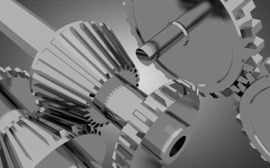 metal dişliler konsept arka plan. 3d illüstrasyon