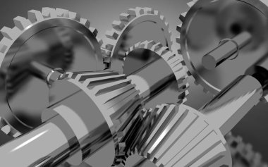 metal dişliler konsept arka plan. 3d illüstrasyon