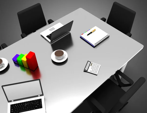 3D переговорна кімната офісу. 3D ілюстрація — стокове фото