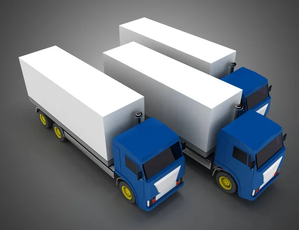 Vrachtwagen met container. 3D-illustratie — Stockfoto