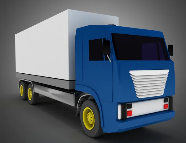 LKW mit Container. 3D-Illustration — Stockfoto