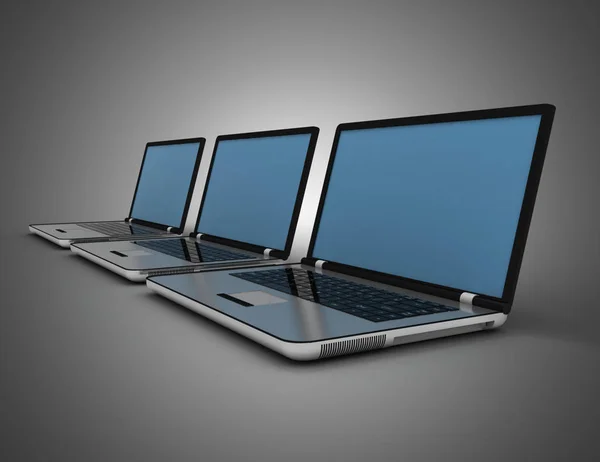 Concetto di laptop 3D. Illustrazione 3d — Foto Stock