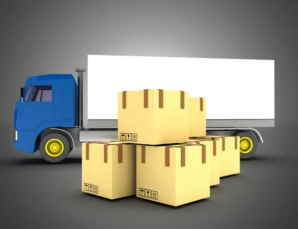 3D lastning Truck Concept. 3D illustration — Stockfoto