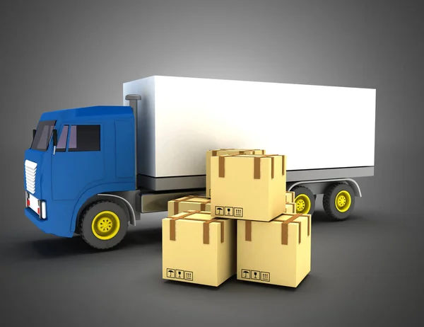 3d carregamento caminhão concept.3d ilustração — Fotografia de Stock