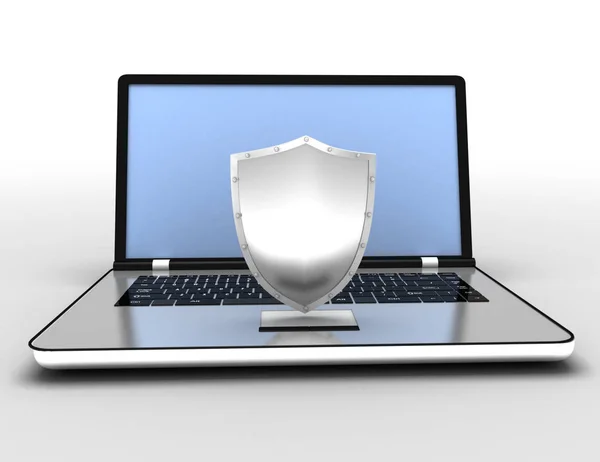Koncepcja bezpieczeństwa laptopa. ilustracja 3D — Zdjęcie stockowe