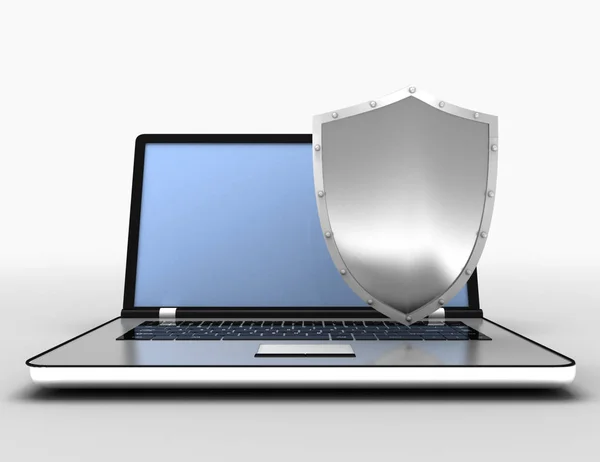 Koncepcja bezpieczeństwa laptopa. ilustracja 3D — Zdjęcie stockowe