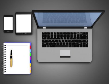 modern ofis işyeri konsepti. 3d illüstrasyon