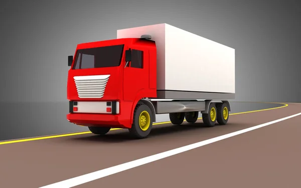 Ciężarówka 3D na koncepcji drogowej. ilustracja 3D — Zdjęcie stockowe