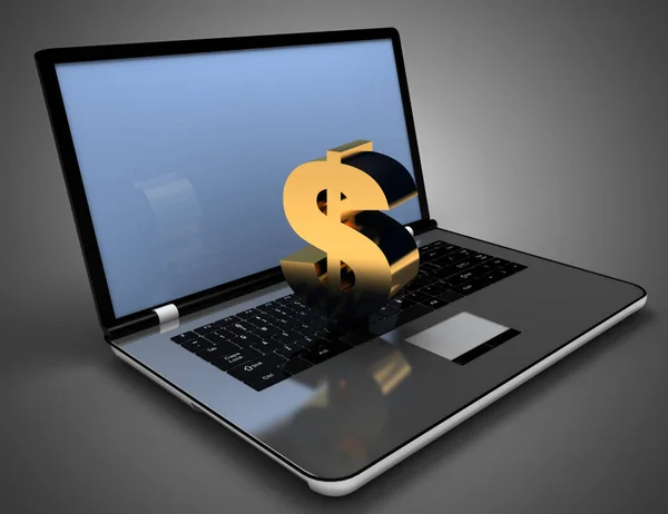 3d laptop and dollar sign.3d illustration — Stock Photo, Image