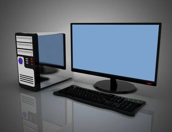 3D επιτραπέζιος υπολογιστής PC concept. 3D απεικόνιση — Φωτογραφία Αρχείου