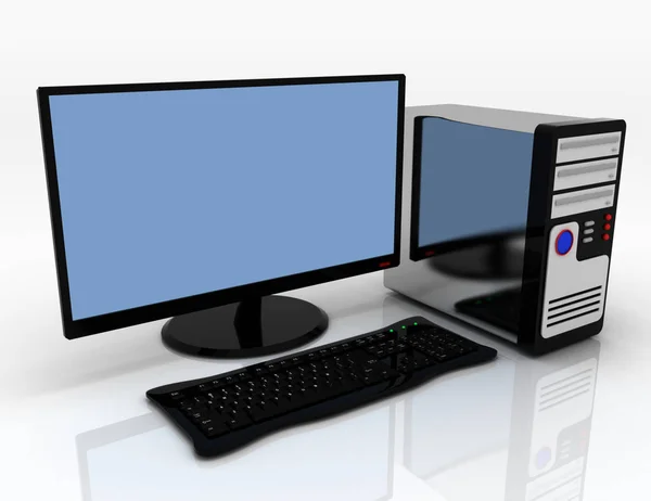 Computador de mesa 3D pc concept.3d ilustração — Fotografia de Stock