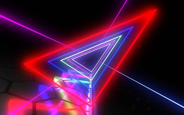 3D  abstract tunnel with neon lights. 3d illustration — Stock Photo, Image
