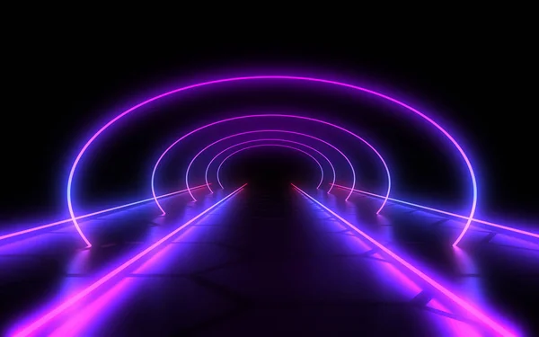 Abstrakter Hintergrund Neon Tunnel. 3D-Illustration — Stockfoto