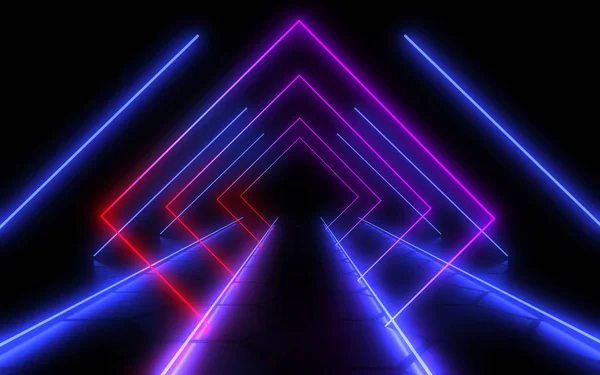 Abstract background neon tunnel. 3d illustration — Stock Photo, Image