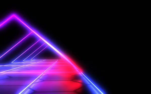 3D  abstract tunnel with neon lights. 3d illustration — Stock Photo, Image