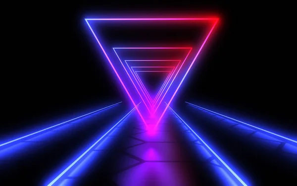 3D  abstract tunnel with neon lights. 3d illustration — Stock Photo, Image