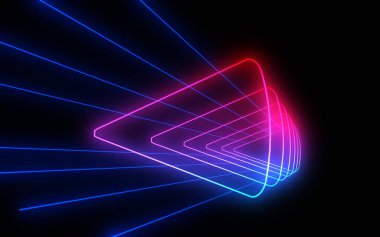 Neon ışıkları ile 3d soyut tünel. 3d illüstrasyon