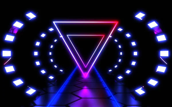 Abstrakter Hintergrund Neon Tunnel. 3D-Illustration — Stockfoto