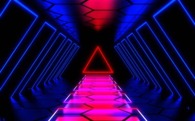 3D soyut Neon arka plan lazer inşaat. 3D çizim