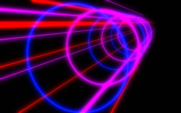 3D abstrakt tunnel med neonljus. 3D-illustration — Stockfoto