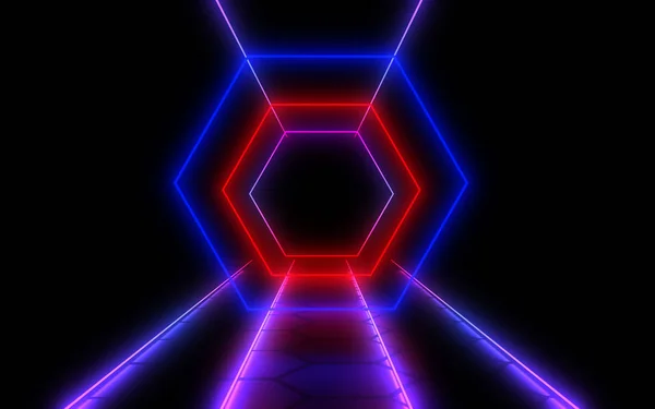 Sfondo astratto 3D con luce al neon. Illustrazione 3d — Foto Stock