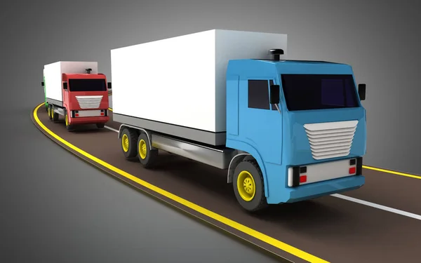 LKW auf der Autobahn. 3D-Illustration — Stockfoto