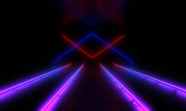 Abstrakcyjne tło 3D z neonowym światłem. ilustracja 3D — Zdjęcie stockowe