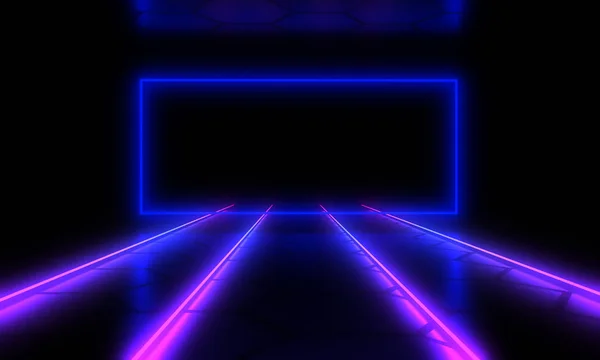 Abstrakcyjne tło 3D z neonowym światłem. ilustracja 3D — Zdjęcie stockowe