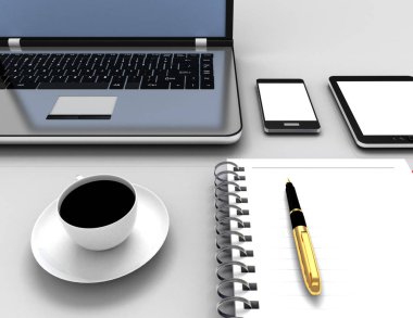 3d işyeri iş konsepti. 3d illüstrasyon