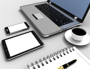 3d işyeri iş konsepti. 3d illüstrasyon