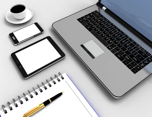 3d işyeri iş konsepti. 3d illüstrasyon