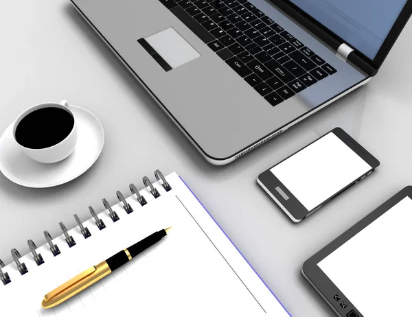 3d işyeri iş konsepti. 3d illüstrasyon