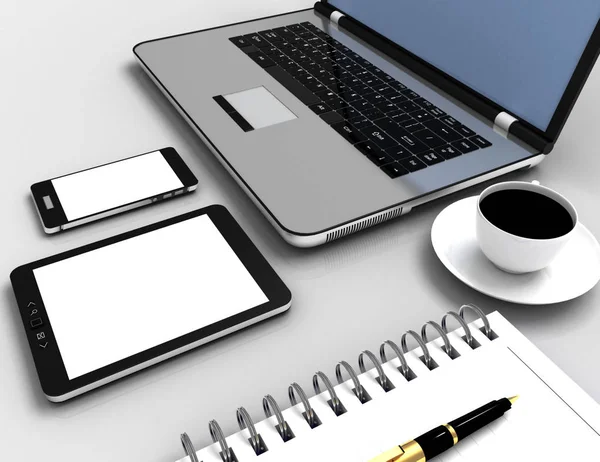 3d işyeri iş konsepti. 3d illüstrasyon