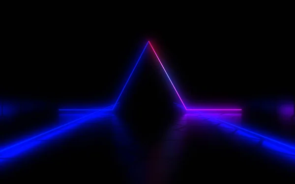 3D abstracte achtergrond met neon licht. 3D-illustratie — Stockfoto