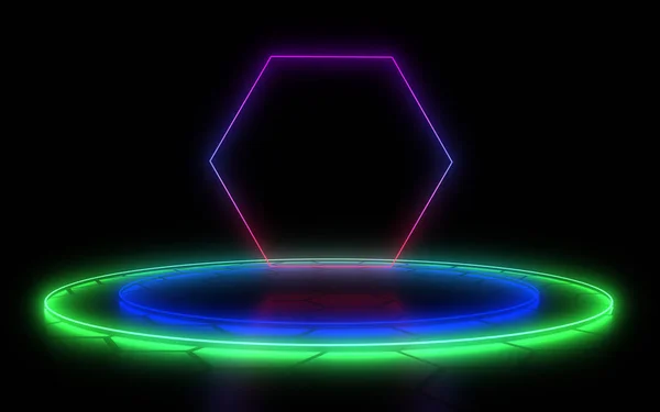 3D abstract background with neon light. 3d illustration — Stock Photo, Image